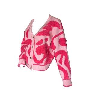 Shein Pink Fuzzy oversized y2k Cardigan M